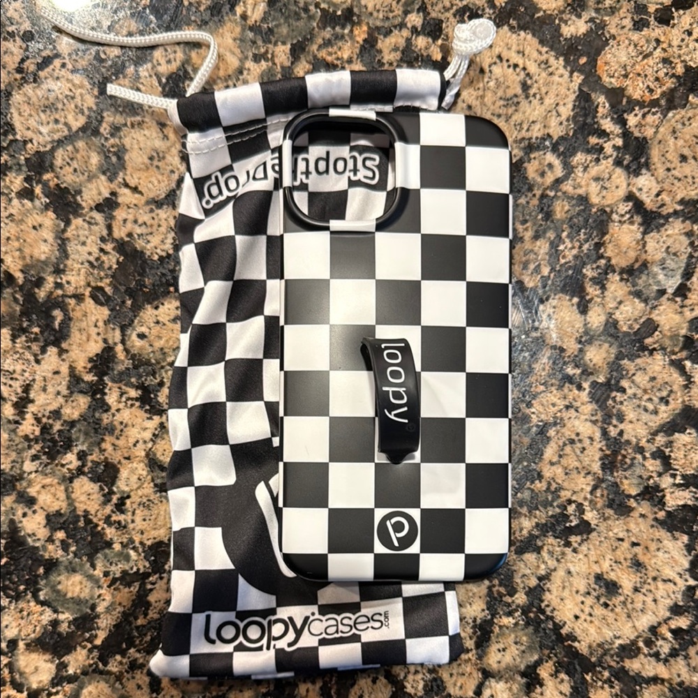 Loopy Case Black and White Checkered Phone Case